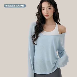 高级感长袖瑜伽服罩衫女松弛感亲肤健身t恤宽松显瘦透气运动罩衫