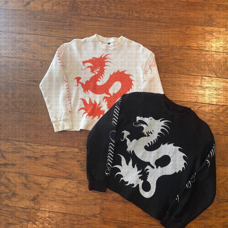 ヨーロッパとアメリカのクロスボーダーy2kプリントTシャツ長袖ラウンドネックトップパーソナライズされたダークレトロトレンドINSルーズTシャツスウェットシャツ|undefined