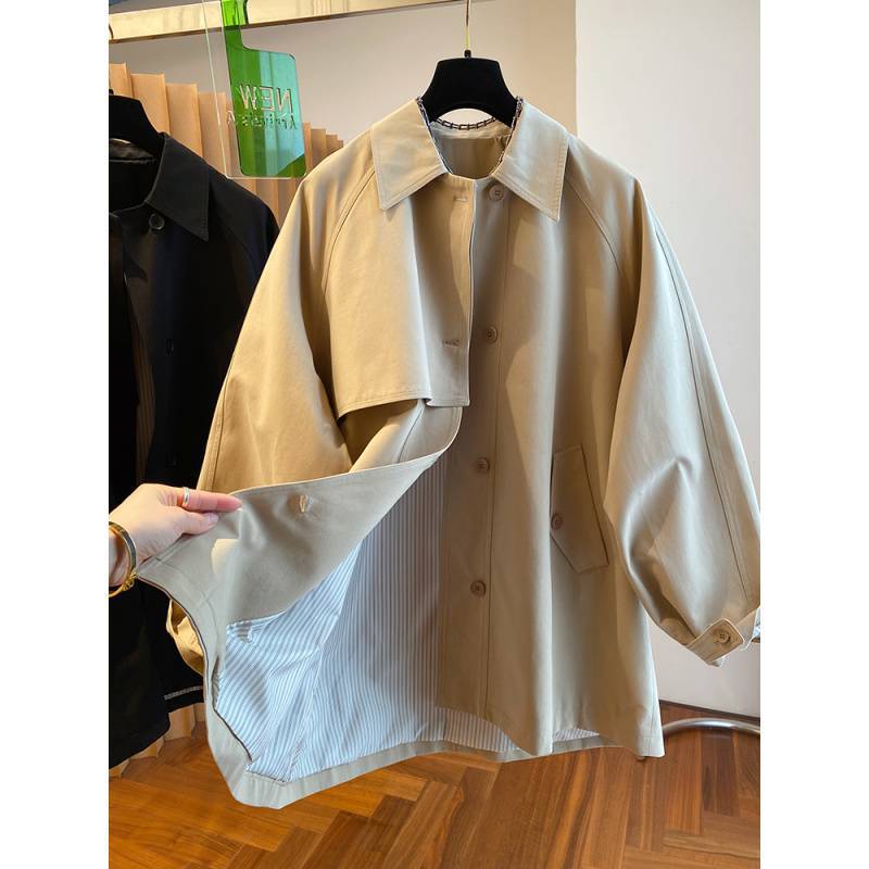 ng2510292 Spring New High-end Mid-length Long-sleeve Trench Coat Women's Loose Casual Korean-style Stylish Workwear Cardigan_ecoleips.com