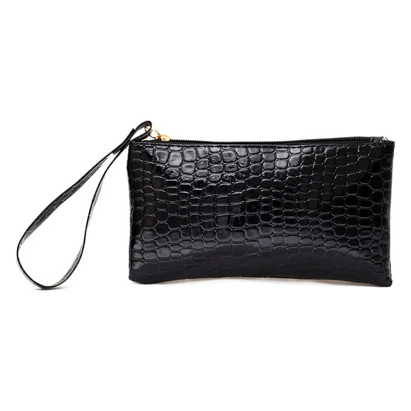 Черная сумка с крокодиловым узором, простой клатч, кошелек для монет, клатч, электронная коммерция, Черная мужская и женская модная маленькая сумка