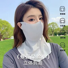 夏の無傷の氷の糸の日焼け止めのマスクの女性は紫外線の日よけを防いで首を保護します。