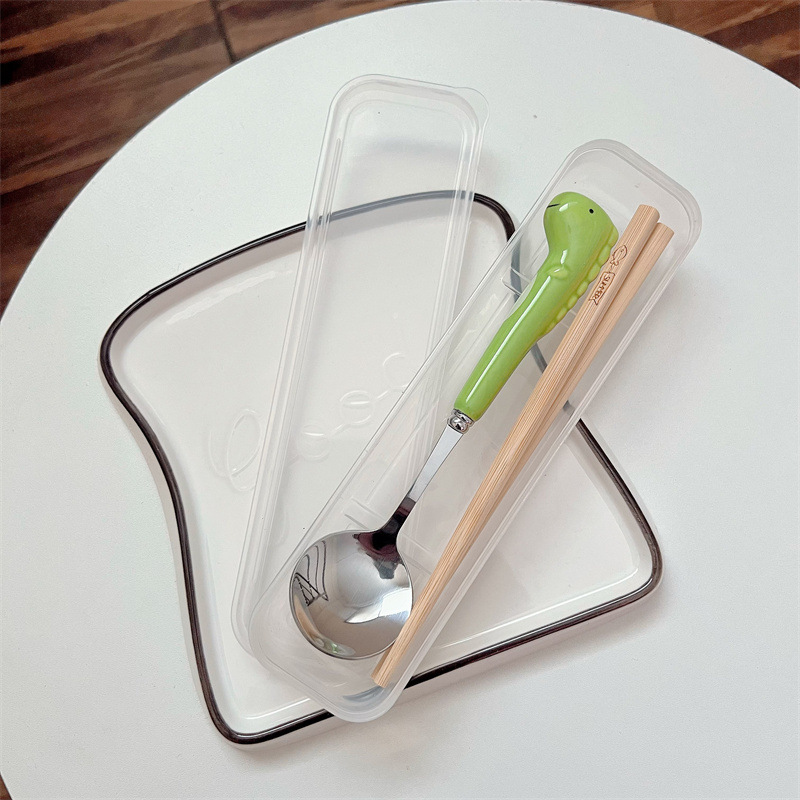 녹색 공룡 젓가락 (투명 상자)