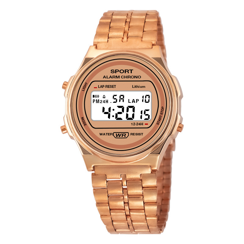 Nuevo reloj electrónico de estudiante masculino y femenino redondo Harajuku moda acero inoxidable con reloj electrónico multifuncional fábrica al por mayor