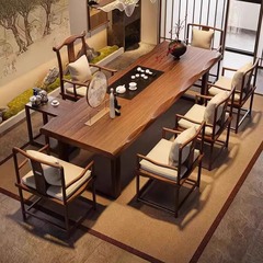 新しい中国風の無垢材のティーテーブルと椅子の組み合わせリビングルームモダンなハイエンドホテルシンプルな大型ティーテーブル禅カンフーティーテーブル