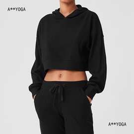 A同yoga欧美灯芯绒瑜伽运动套装螺纹宽松休闲连帽卫衣运动两件套