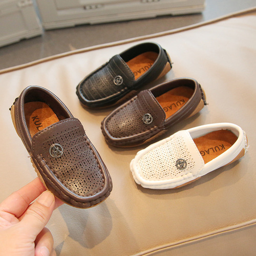 British style casual children's beanie shoes hollow breathable boys' small leather shoes  summer new hole shoes for children