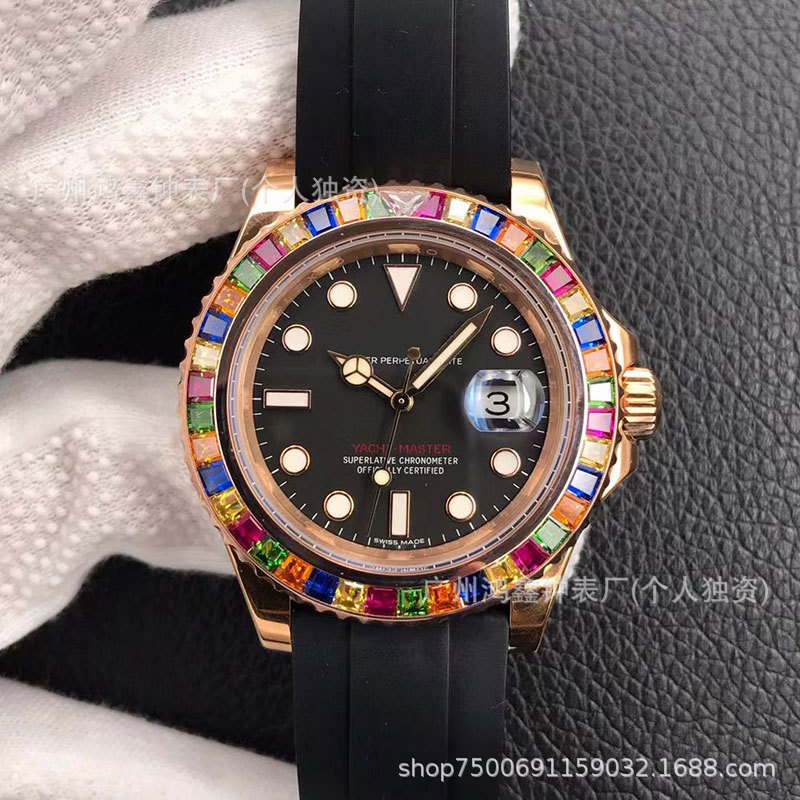 Laojia Candy Bean Yacht Master Series Fully Automatic Mechanical 8215 Movement Stylish Men's Watch with Rubber Strap Dropshipping Laojia Candy Bean Yacht Master Series Fully Automatic Mechanical 8215 Movement Stylish Men's Watch with Rubber Strap Dropshipping