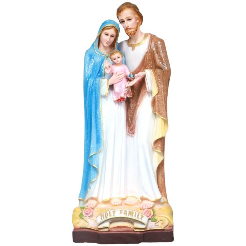 75cm cálida familia de tres miembros de la Virgen José figura de resina de la familia sala de estar decoración de la iglesia 7080