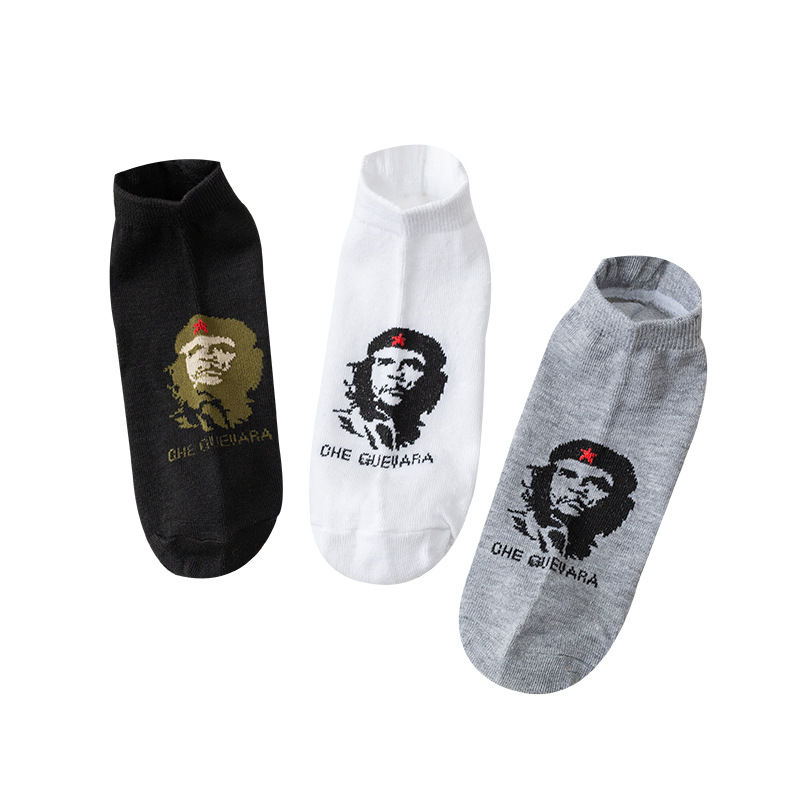 Los hombres de moda chegevara Avatar calcetines primavera y otoño Four Seasons de los hombres de punto personalizado tubo corto nivel barco calcetines suministro al por mayor