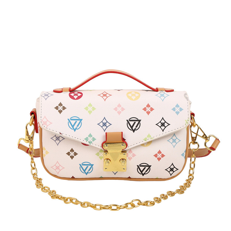 Bolso de textura transfronteriza 2025 verano nuevo bolso femenino retro color contraste bolso de hombro cadena de moda bolso de mensajero marea