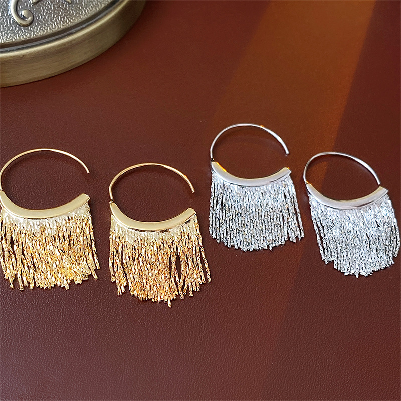 1 Pair Lady Streetwear Geometric Copper Tassel Drop Earrings display picture 4