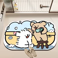 Линия щенок мультфильм диатомовая грязь коврик для ванной комнаты дверной проем быстро впитывает воду, противоскользящие коврики коврики для ванной комнаты устойчивы к грязи