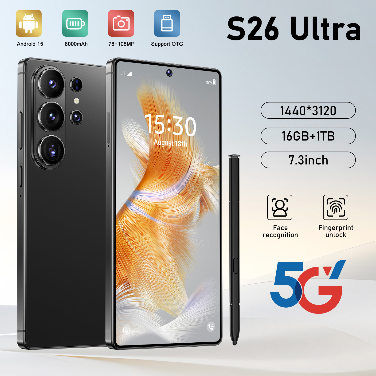 S26 Ultra smartfon 16GB yaddaş 1TB yaddaşlı böyük ekran