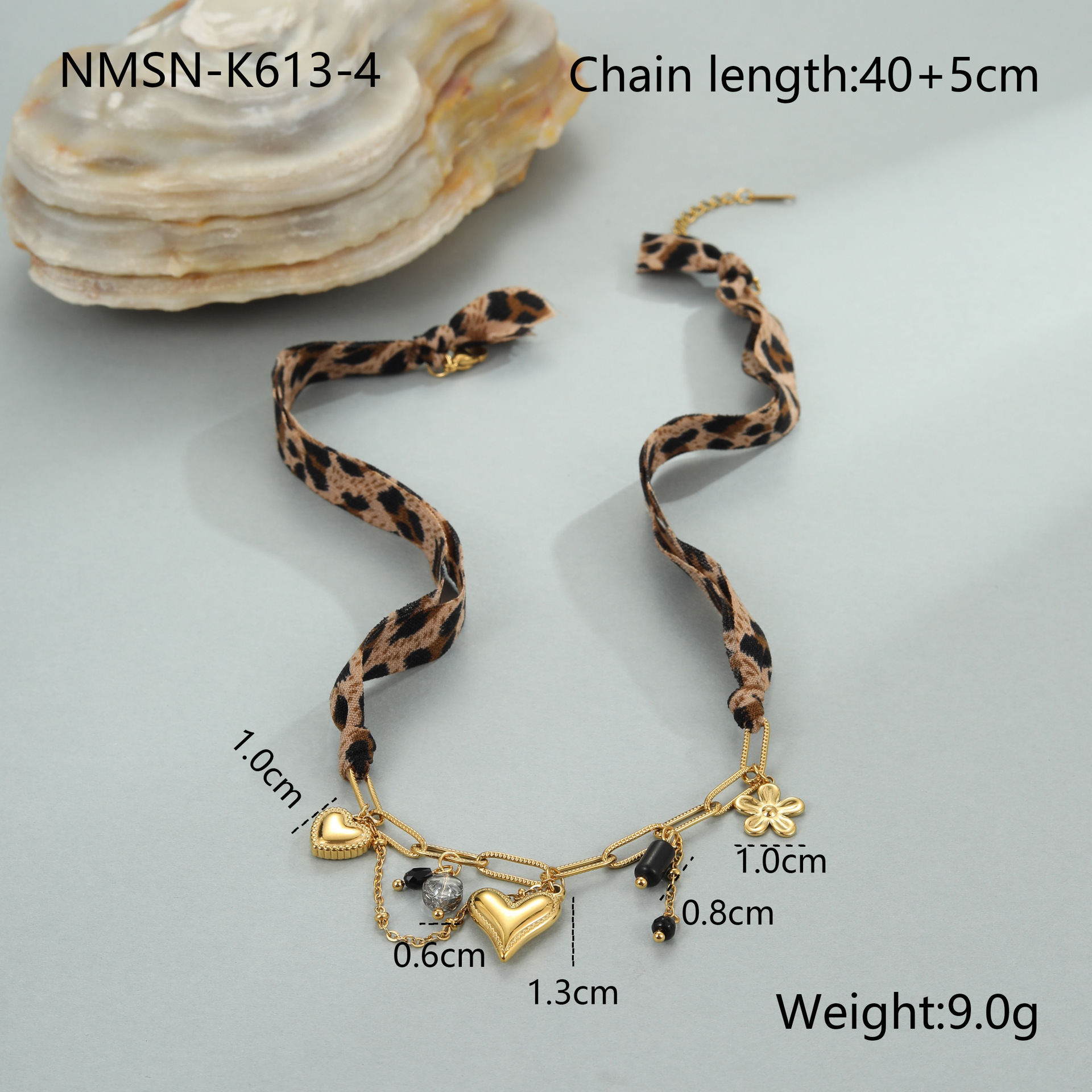 Serie di gioielli con stampa leopardata, orecchini ad anello, orecchini a bottone, collana, ciondolo Love Sun, orecchini in acciaio inossidabile, anello in acciaio al titanio, gioielli per le orecchie_voghion.com