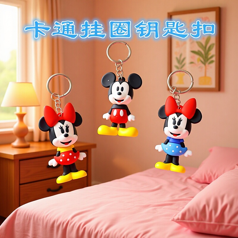 5270# Classic Cartoon Anime Mickey Minnie Doll Keychain Cute Mickey Mouse Doll Small Gift Pendant