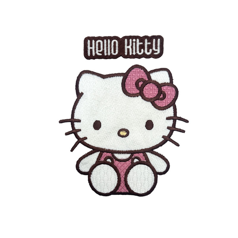 Cartoon al por mayor bordado por computadora kt pegatinas de tela de gato Sanliogou diy pegatinas de parche tejido cesta de ropa adorno accesorios pegatinas