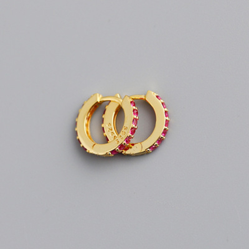 2021 New Foreign Trade 7mm Europe and America Cross Border S925 Silver round MicroInlaid Color Zircon Earrings Earrings Earrings for Womenpicture7