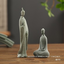 厂家摆件创意北魏砂石盆景装饰品佛像小中式微景观青禅意石雕鱼缸