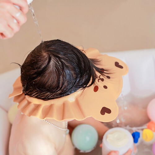Ins style cartoon bear tiger baby children's shower cap shampoo cap adjustable waterproof eye protection and ear protection shower cap