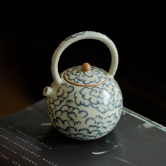 汝窯急須の単一の小型陶磁器家庭用の小さな茶器の工夫茶器の青花磁器の開片は梁壺を養うことができます。