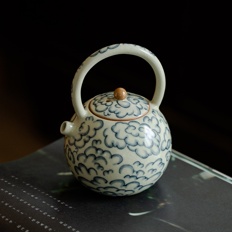 汝窯急須の単一の小型陶磁器家庭用の小さな茶器の工夫茶器の青花磁器の開片は梁壺を養うことができます。|undefined