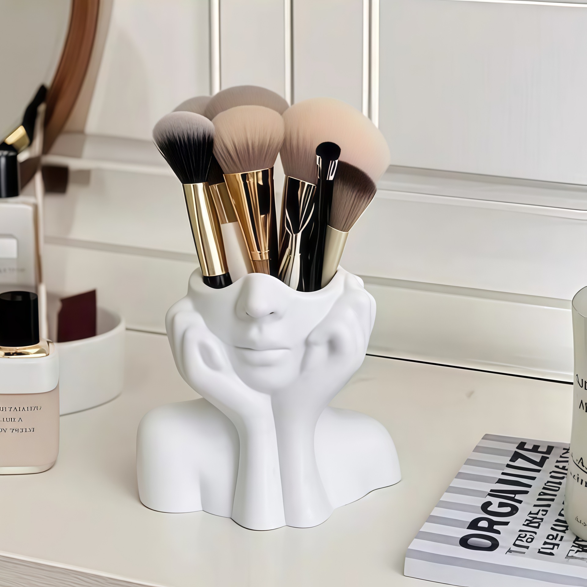 Caja de almacenamiento multifuncional de estilo moderno creativo transfronterizo, bolígrafo, cepillo de maquillaje, caja de almacenamiento para decoración de oficina