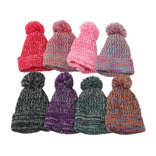 Cross-Border Hot Selling Knitted Hat Autumn and Winter Fur Ball Colorful Woolen Hat Adult Warm Pullover Hat Temu Warm Wool