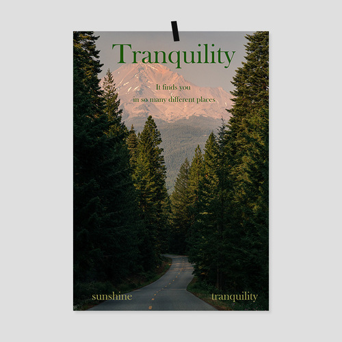 Green highway forest ins natural scenery poster bedroom cafe entrance room decoration painting background