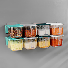 #Home Kitchen Spice Rack Dustproof and Moisture-proof Condiment Jar Wall-mounted No-drilling Installation Salt and Spice Bottle Sugar Jar