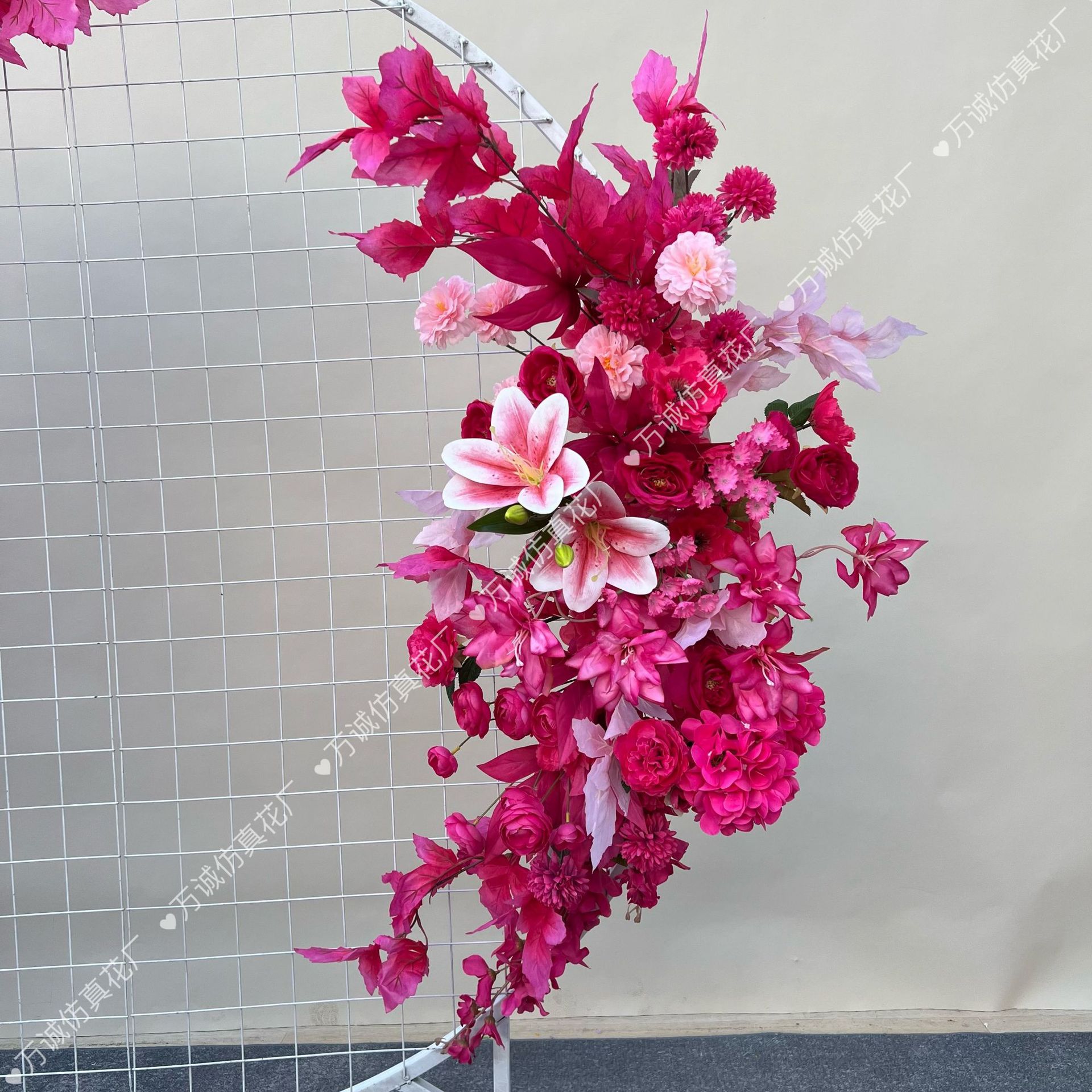 El comercio exterior de la boda flor artificial piso de la boda flor de seda apoyos de la flor de eucalipto flor artificial fila accesorios de la boda floral