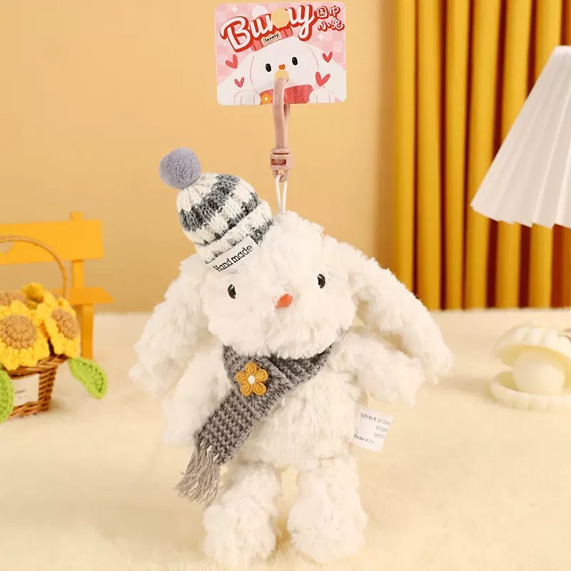 작은 꽃 시리즈 회색 귀가 늘어진 토끼(사랑의 열쇠고리)