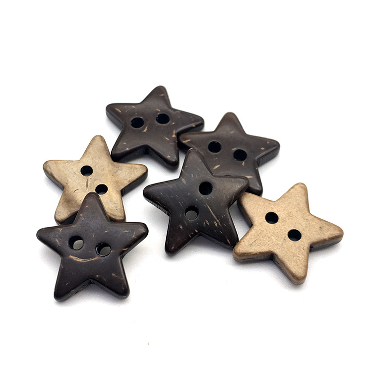 Two-eyed five-pointed star coconut shell button coconut button…