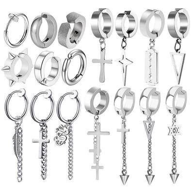 1Pc Punk Steel-color Stains Steel Pains Ear Clip Earri