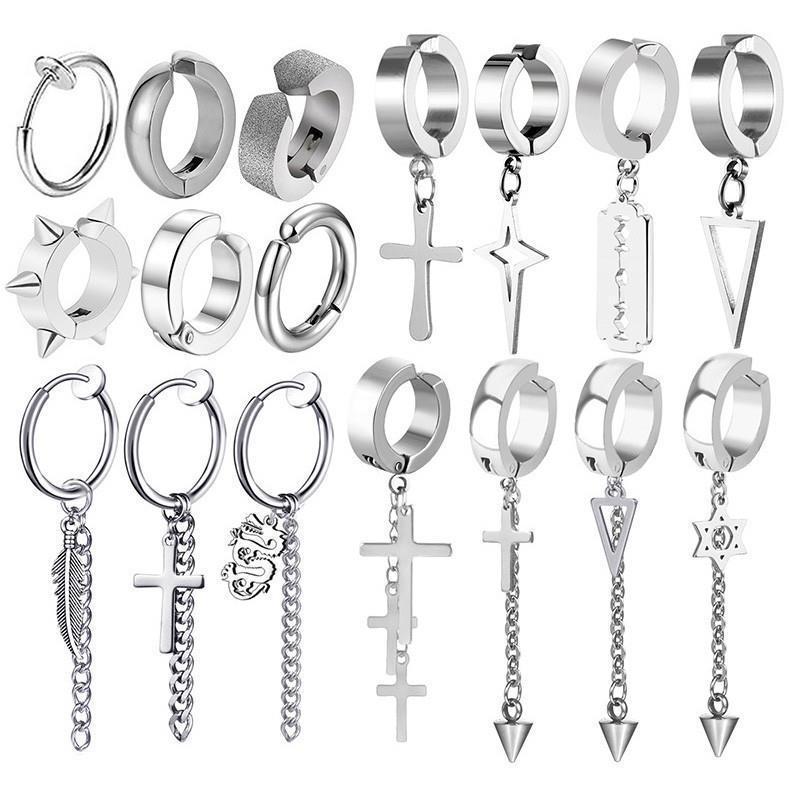 1Pc Punk Steel-color Stains Steel Pains Ear Clip Earri