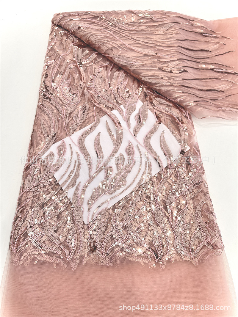 Tejido de malla de lenta bordada tridimensional Vestido de novia de moda Vestido de moda Tela de encaje LACE