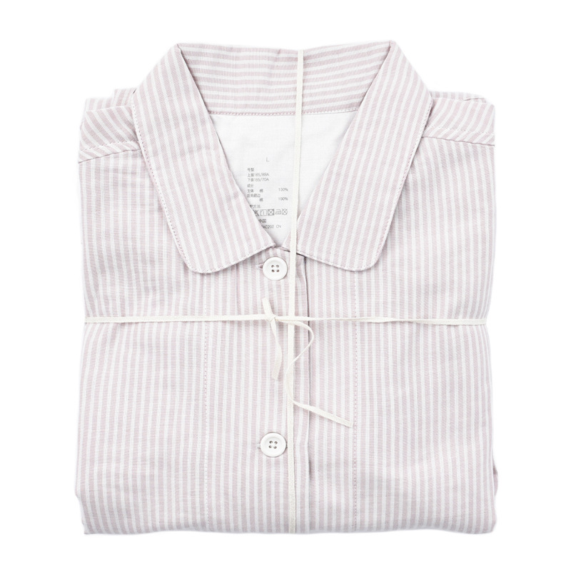 DL865 핑크 스트라이프 _ 여성용 더블 원사 긴 소매 바지 위아래로 세트