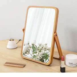 台式桌面化妆镜挂式梳妆台圆形方形镜子卧室翻转镜子北欧简约镜子