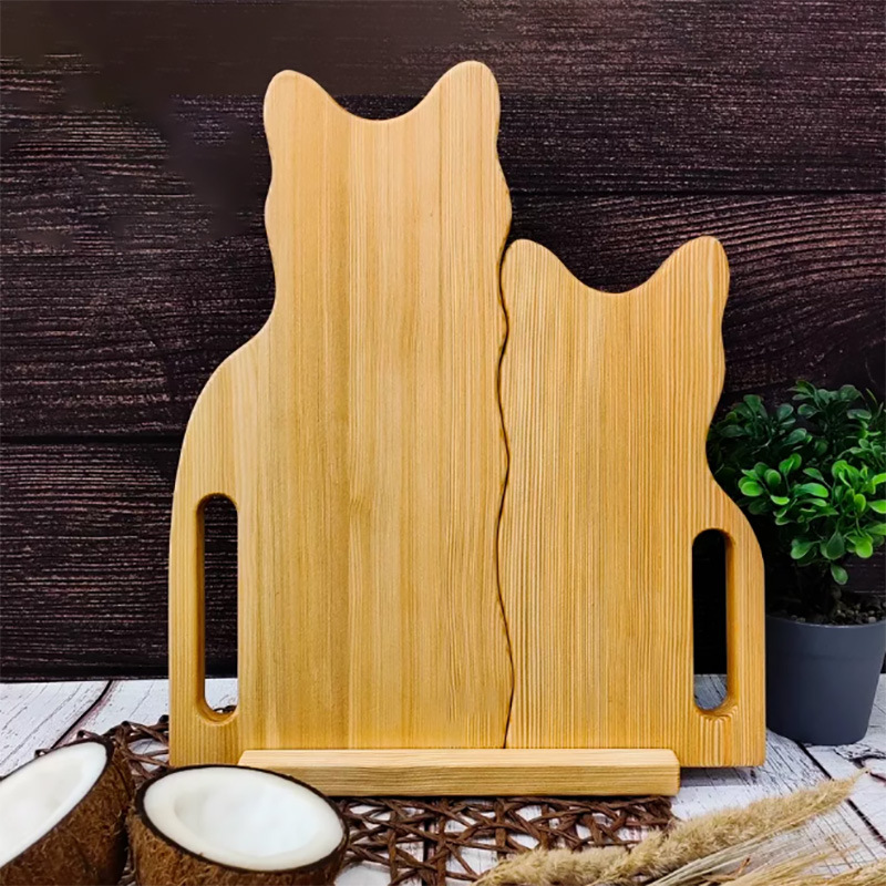 Tablero de corte de bambú para el hogar Tablero de corte de dibujos animados creativo Tablero de corte de bambú Tablero de corte de gato desmontable multifuncional Tablero de frutas y verduras