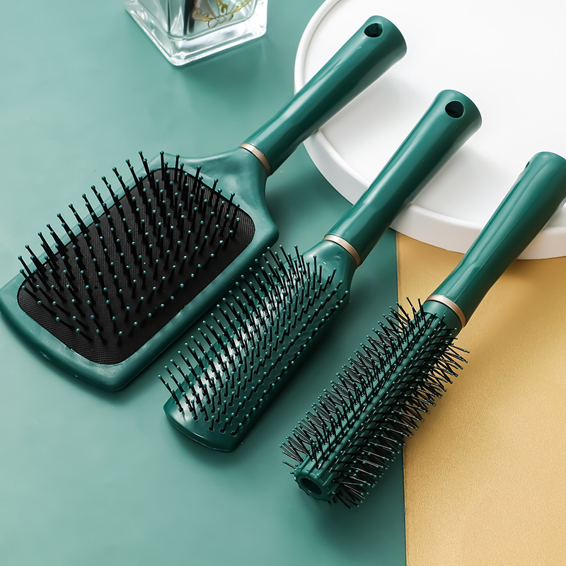 New massage comb dark green elastic paint air bag comb lady hair negative ion curling hair comb beauty comb