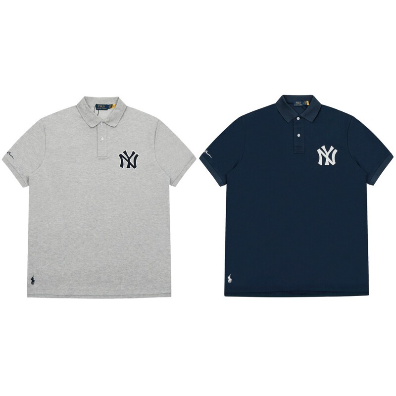 Scan the code for the 2025 new summer Ralph Lauren NY co-branded embroidered horse logo men's polo shirt with a turn-down collar and short sleeves