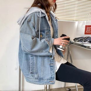 Salt Style New Long-Sleeve Top Women's Denim Jacket Korean Version Spring and Autumn Hooded 2025 Retro Trendy Loose Versatile