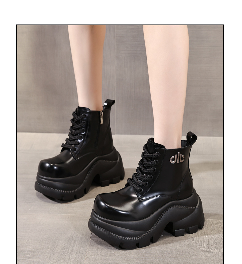 Boot nữ cổ cao đế dày platform 9cm, phong cách martin — màu đen chi tiết 10
