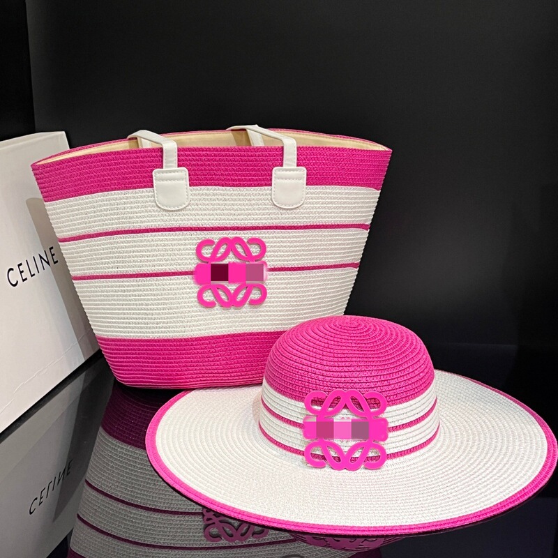 2026 Lowe's Straw Bag Set Large Capacity Tote Bag Women's Summer Seaside Vacation Beach Sunshade Straw Hat