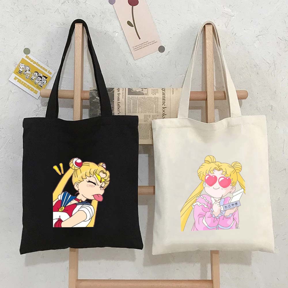 Sailor Moon 美少女战士卡通印花帆布袋单肩包折叠袋手提袋购物袋