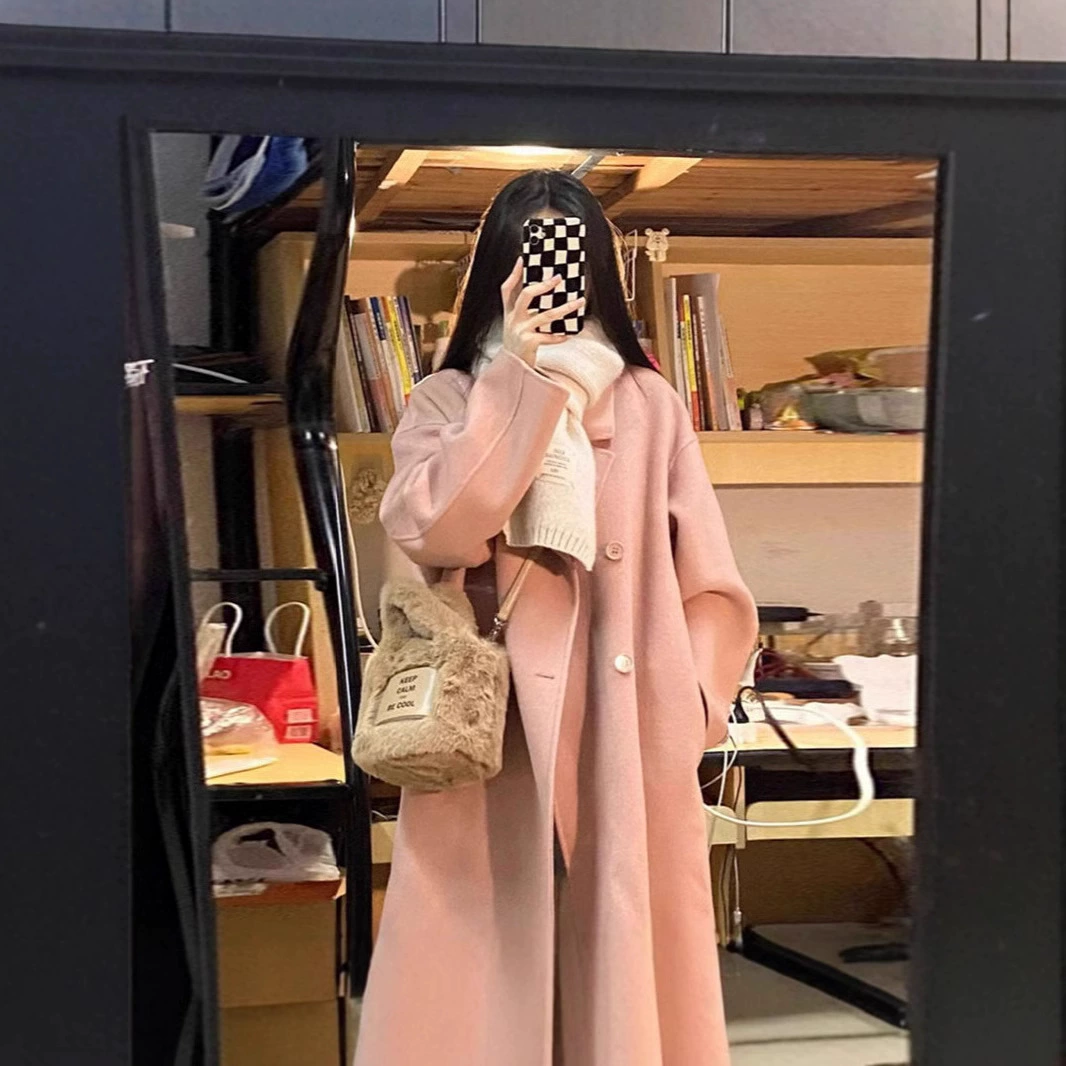 Женская шерстяная верхняя одежда средней длины до колена, осень-зима 2025, из высококачественной британской шерсти, модная, небольшого размера.