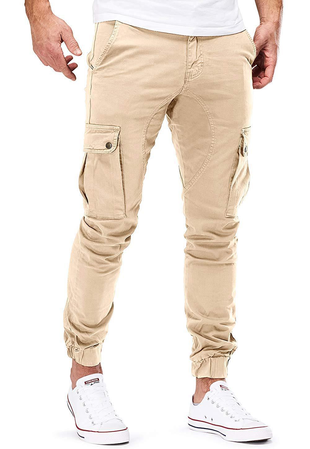 Autumn New Men's Cargo Pants Mens Overalls Multi-pockets Solid Color Pants Trousers Slim Fit Jogging_voghion.com