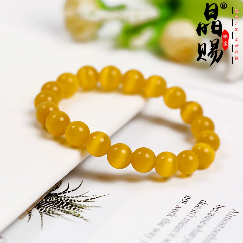 Shiny beaded bracelet for men and women natural stone, cat's eye, Korean style, wholesale