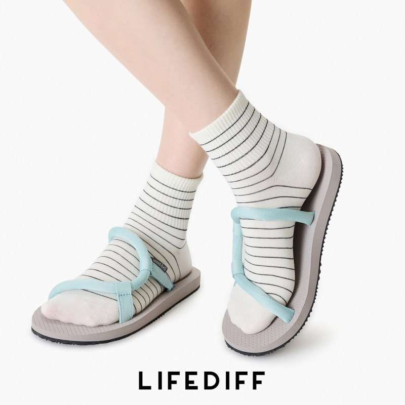 Thin Cotton Socks, Summer Gray Striped Simple Sports Short Socks, Seamless Low-Cut Socks for Women, Spring and Summer 26221