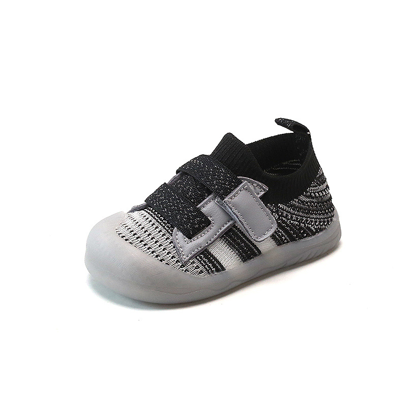 2024 nuevo bebé Niño Zapatos jalea inferior Velcro zapatos de bebé volando tejido color sólido zapatos de bebé al por mayor zapatos de bebé