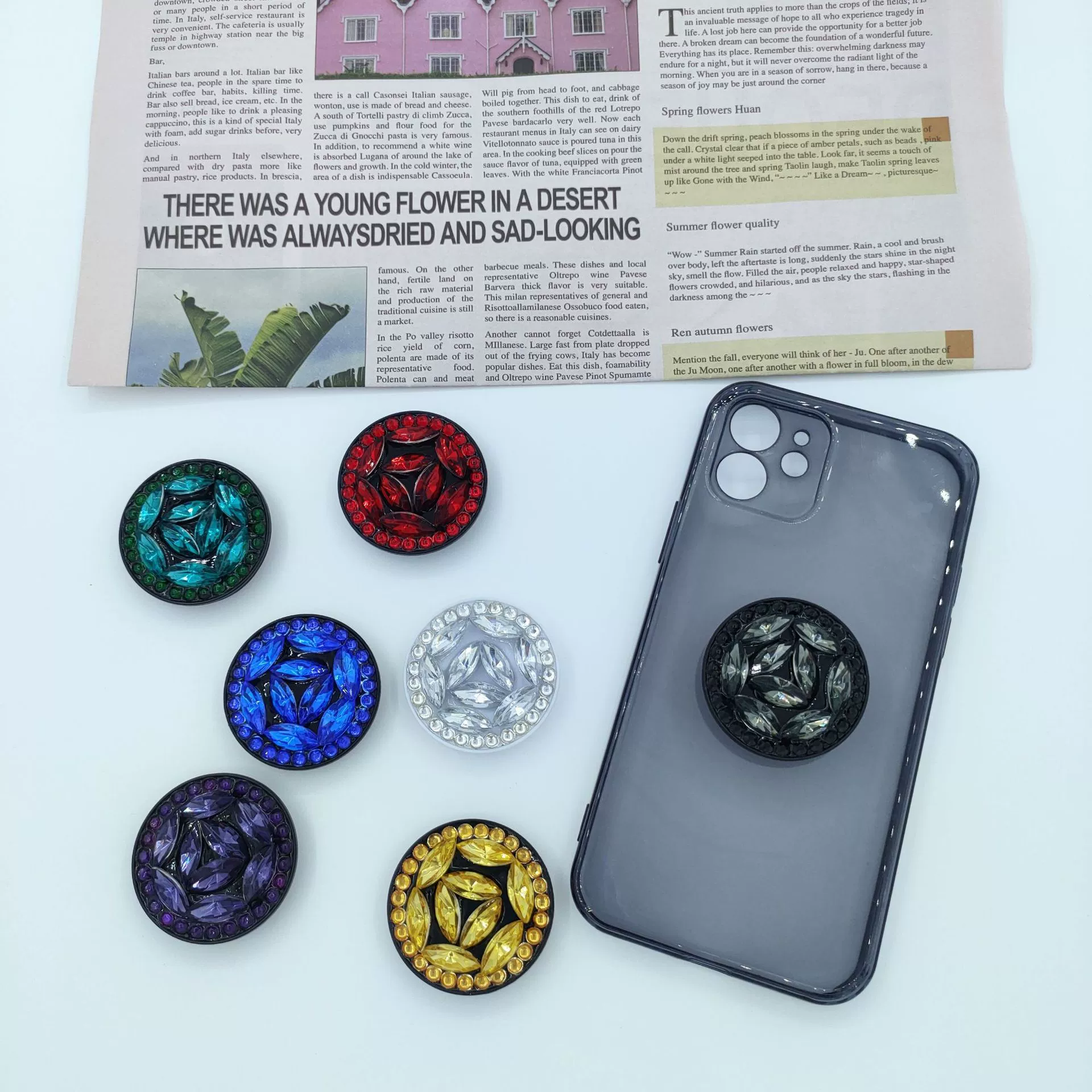 Креативный телескопический кронштейн в Корейском стиле с драгоценным камнем, установленный на спине, TikTok такой же складной кронштейн для мобильного телефона Diamond, трансграничный НОВИНКА